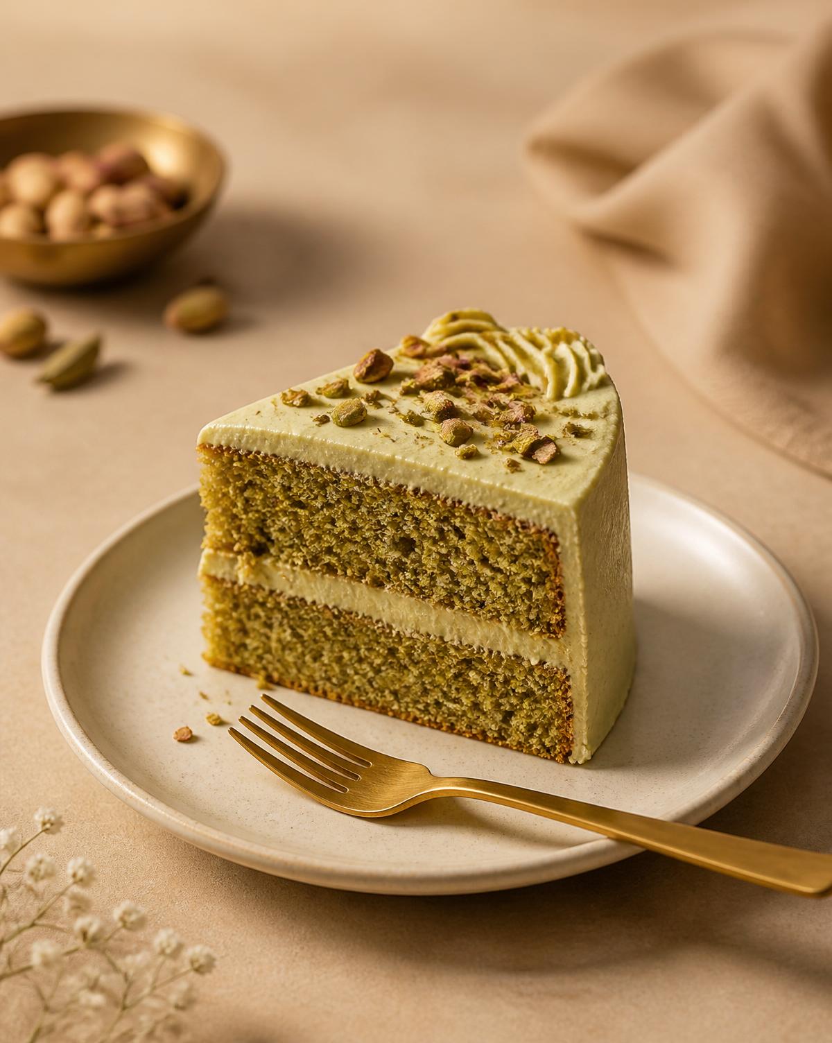 Altın çatallı San Sebastian cheesecake dilimi