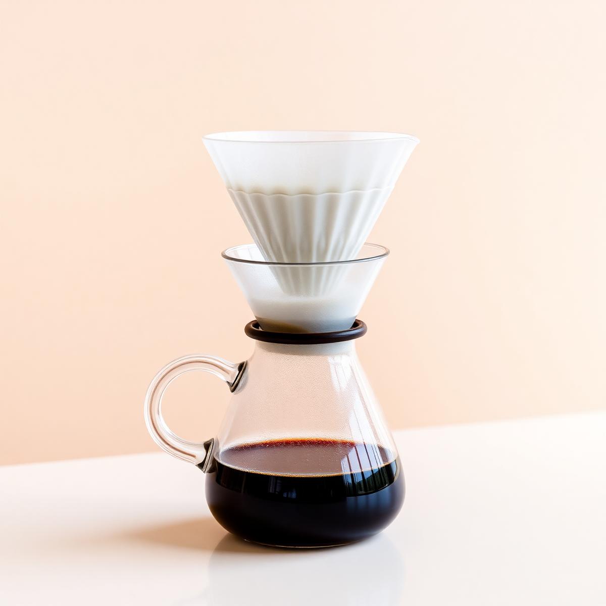 Cam karafe içine demlenen V60 filtre kahve